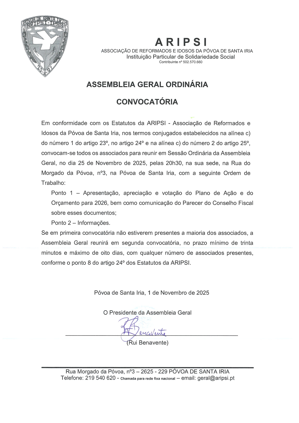Convocatória Assembleia Geral